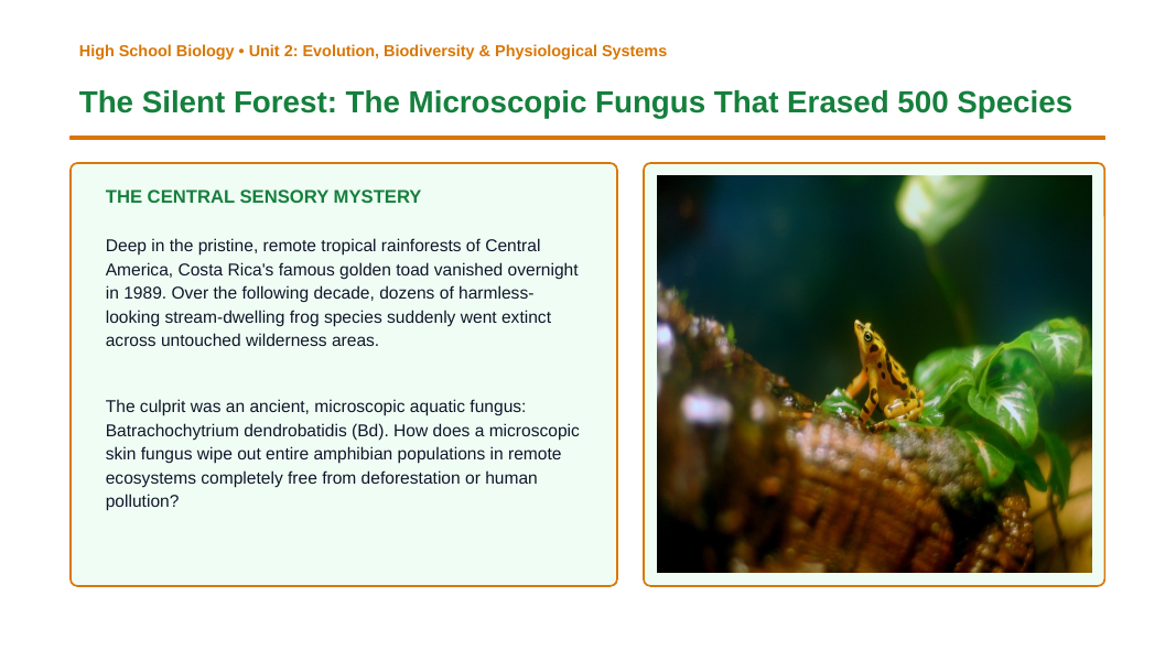 Biodiversity Phenomena-Based Lesson: Chytrid Amphibian Dieoff Presentation sample page