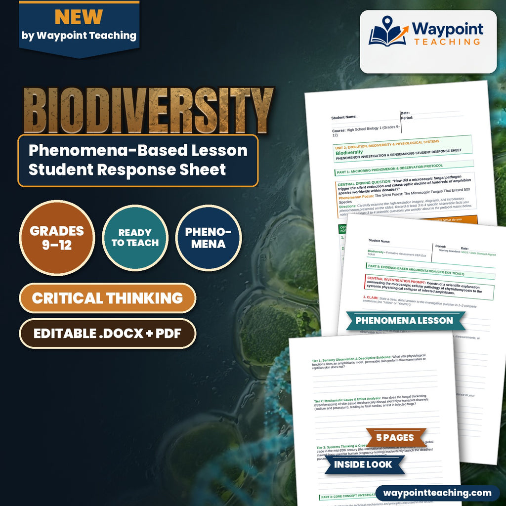 Biodiversity Phenomena-Based Lesson: Chytrid Amphibian Dieoff Student Response Sheet cover