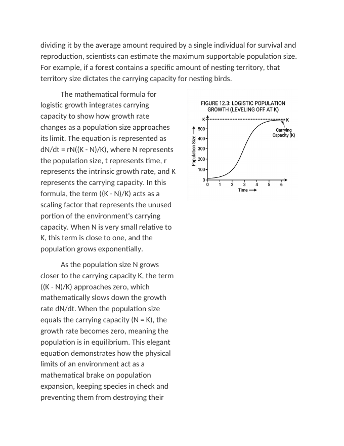 Calculating Carrying Capacity in Ecosystems Reading Worksheet sample page