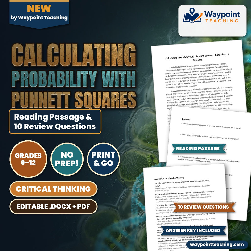 Calculating Probability with Punnett Squares Reading Worksheet cover