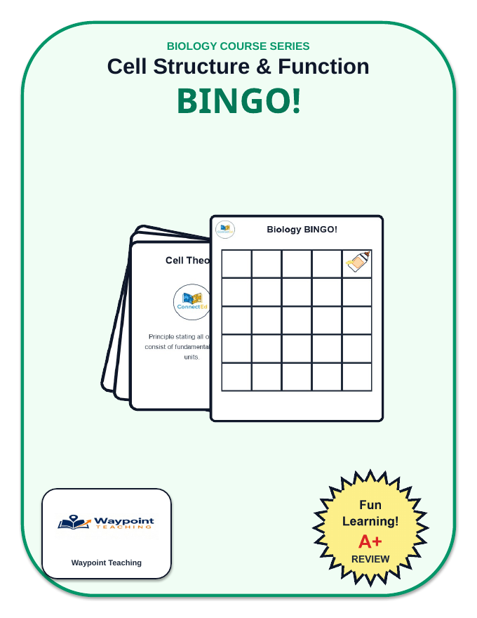 Cell Structure & Function BINGO Review Game sample page
