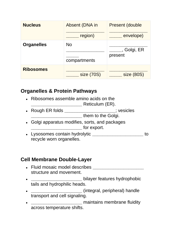 Cell Structure & Function Guided Notes sample page