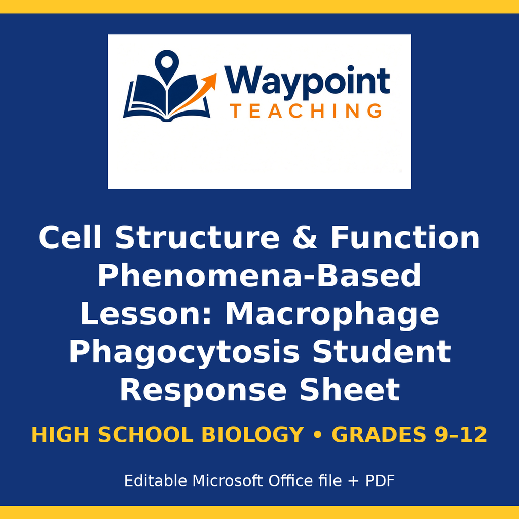 Cell Structure & Function Phenomena-Based Lesson: Macrophage Phagocytosis Student Response Sheet cover