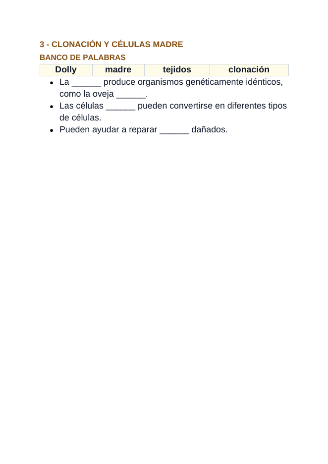 Cell Structure & Function Spanish Guided Notes sample page