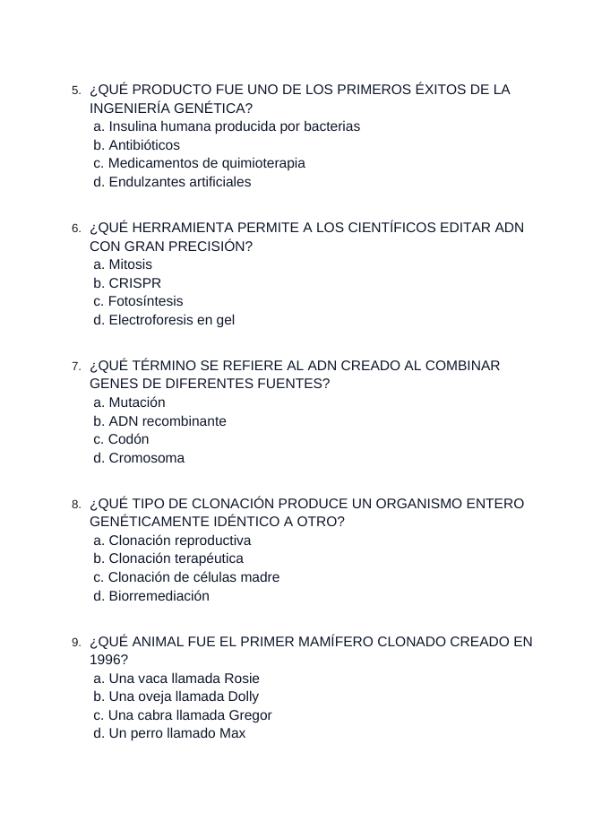 Cell Structure & Function Spanish Unit Test sample page