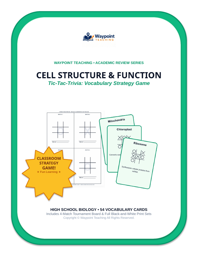 Cell Structure & Function Tic-Tac-Toe Review Game sample page