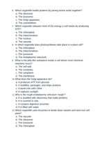 Cell Structure & Function Unit Test sample page
