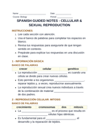 Cellular & Sexual Reproduction Spanish Guided Notes sample page