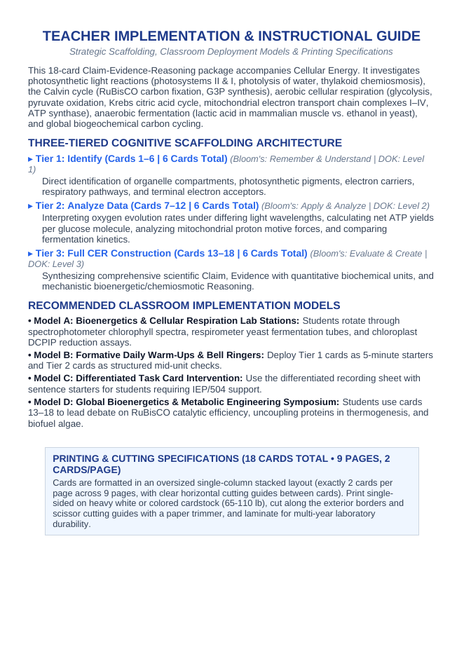 Cellular Energy CER Task Cards sample page