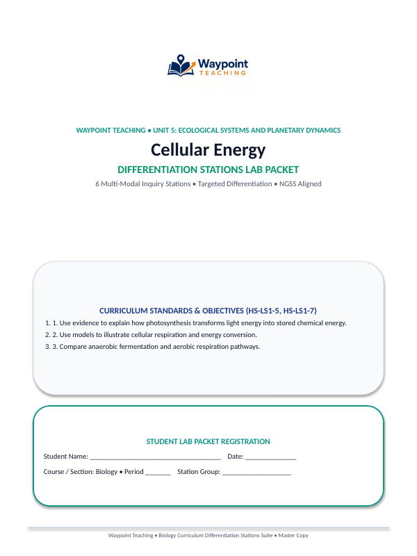 Cellular Energy Differentiation Stations sample page