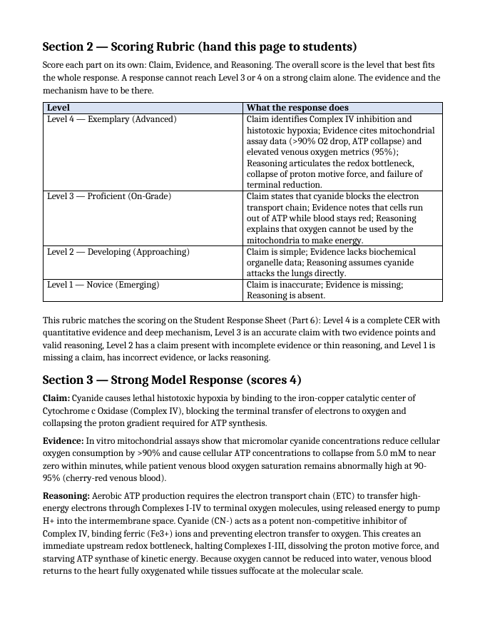 Cellular Energy Model Response & Scoring Guide sample page