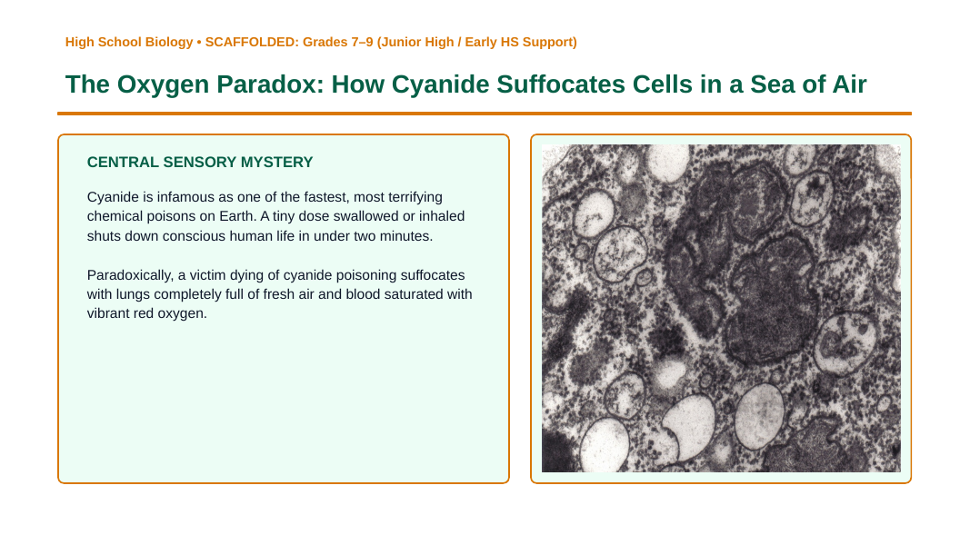 Cellular Energy Scaffolded Phenomena-Based Lesson: Cyanide Mitochondrial Inhibition Presentation sample page