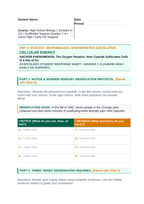 Cellular Energy Scaffolded Phenomena-Based Lesson: Cyanide Mitochondrial Inhibition Student Response Sheet sample page