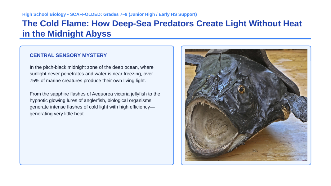 Chemistry in Biology Scaffolded Phenomena-Based Lesson: Deep Sea Bioluminescence Presentation sample page