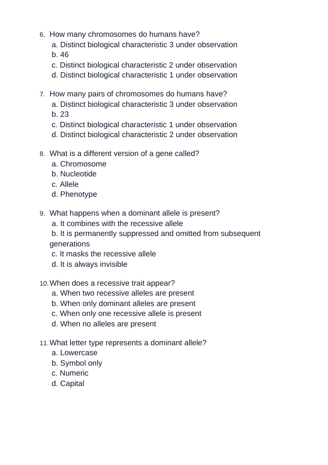 Core Ideas in Genetics Unit Test sample page