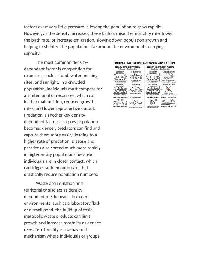 Density-Dependent vs Density-Independent Factors Reading Worksheet sample page