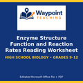 Enzyme Structure Function and Reaction Rates Reading Worksheet cover