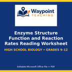 Enzyme Structure Function and Reaction Rates Reading Worksheet cover