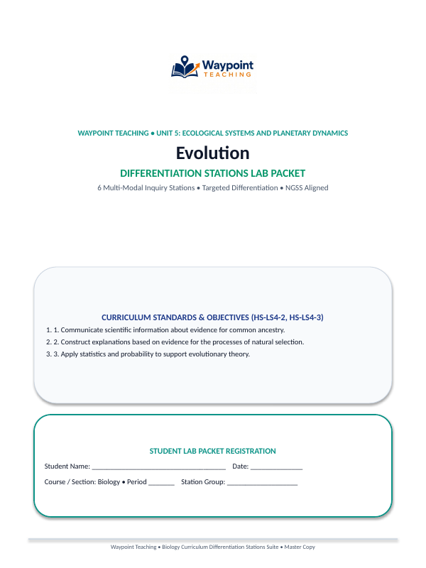 Evolution Differentiation Stations sample page