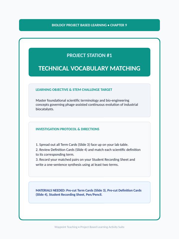 Evolution Project-Based Learning Activity sample page