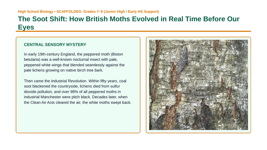 Evolution Scaffolded Phenomena-Based Lesson: Peppered Moth Natural Selection Presentation sample page