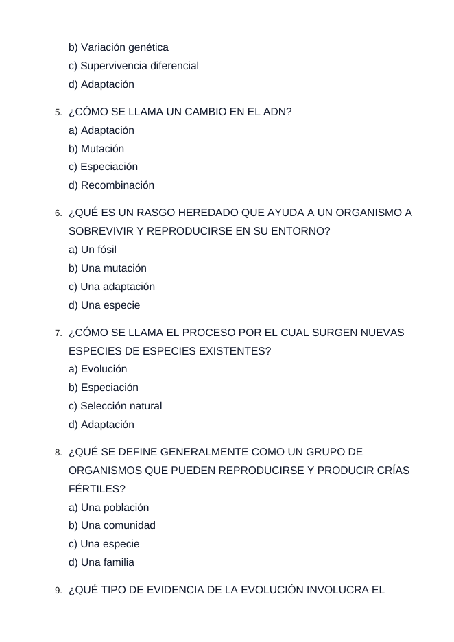 Evolution Spanish Unit Test sample page