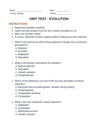 Evolution Unit Test sample page