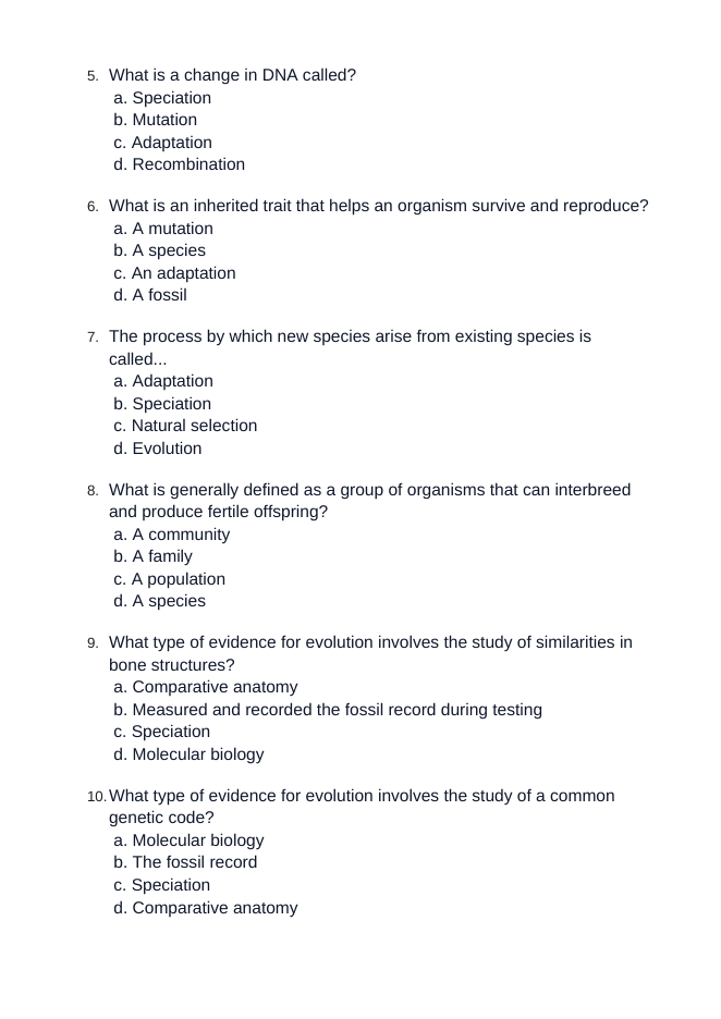 Evolution Unit Test sample page