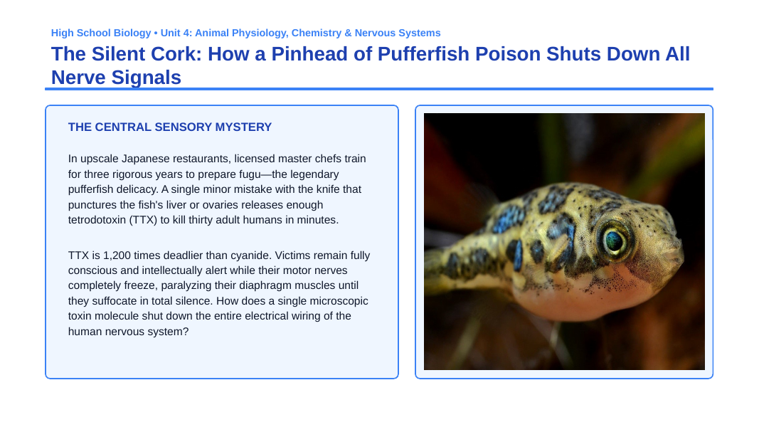 Human Body Systems Phenomena-Based Lesson: Pufferfish Tetrodotoxin Paralysis Presentation sample page