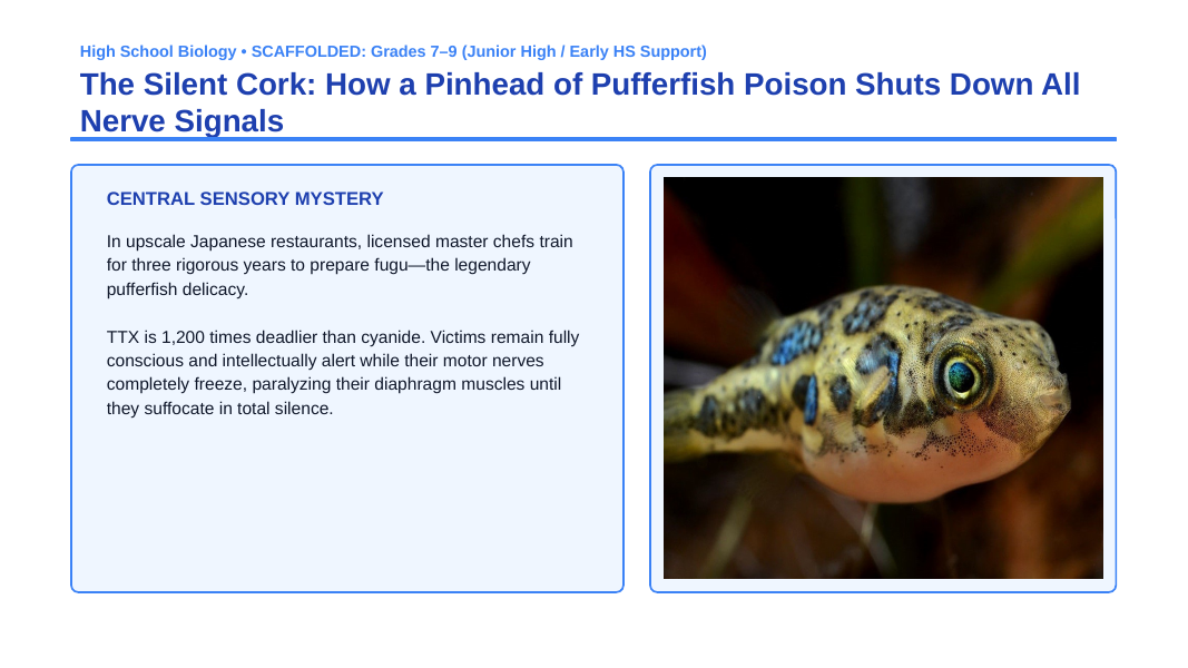 Human Body Systems Scaffolded Phenomena-Based Lesson: Pufferfish Tetrodotoxin Paralysis Presentation sample page