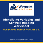 Identifying Variables and Controls Reading Worksheet cover