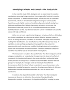 Identifying Variables and Controls Reading Worksheet sample page