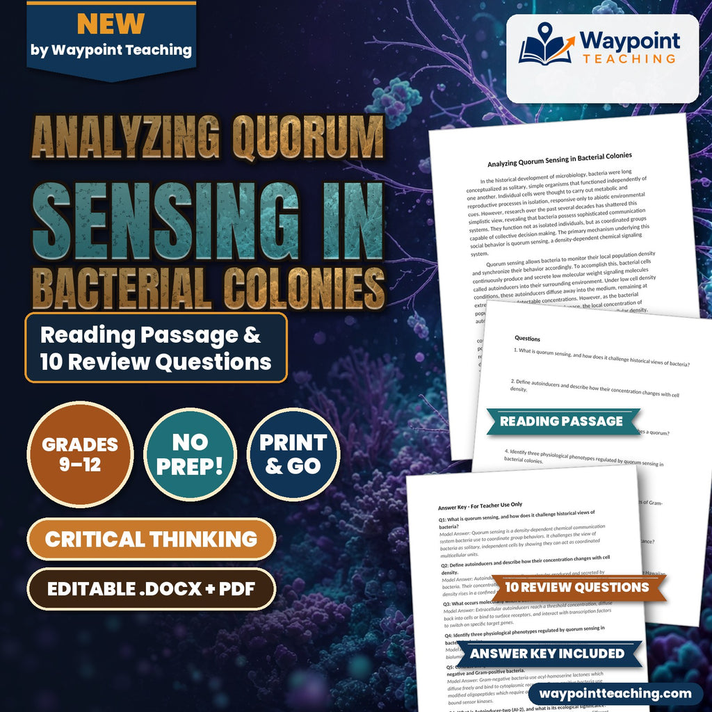 Analyzing Quorum Sensing in Bacterial Colonies Reading Worksheet cover