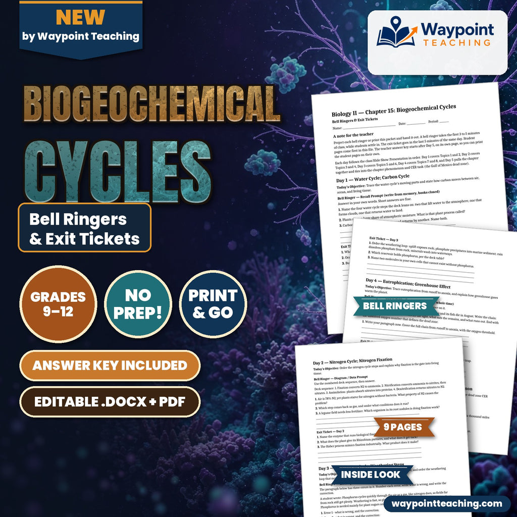 Biogeochemical Cycles Bell Ringers & Exit Tickets cover