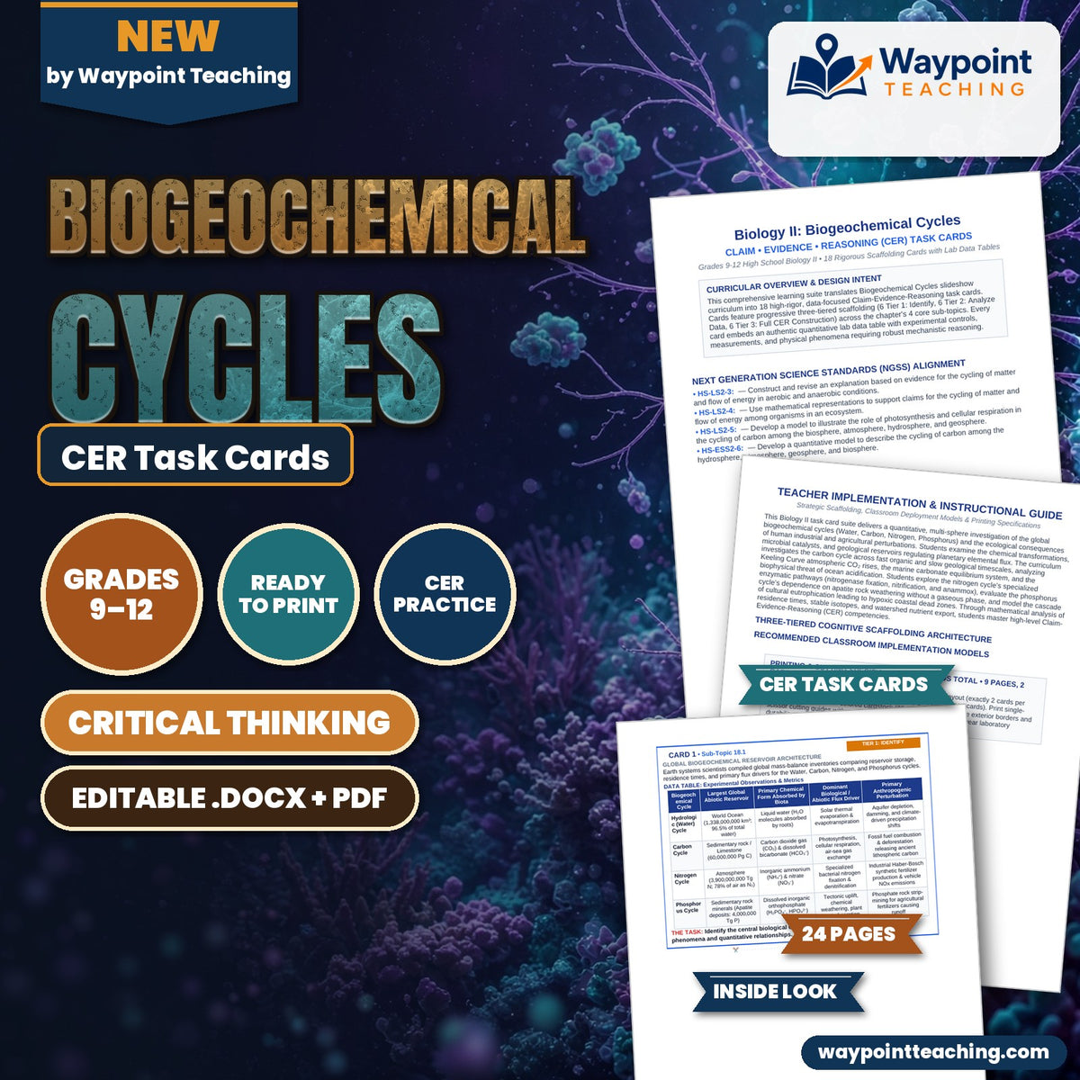 Biogeochemical Cycles CER Task Cards cover