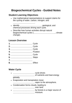 Biogeochemical Cycles Guided Notes sample page