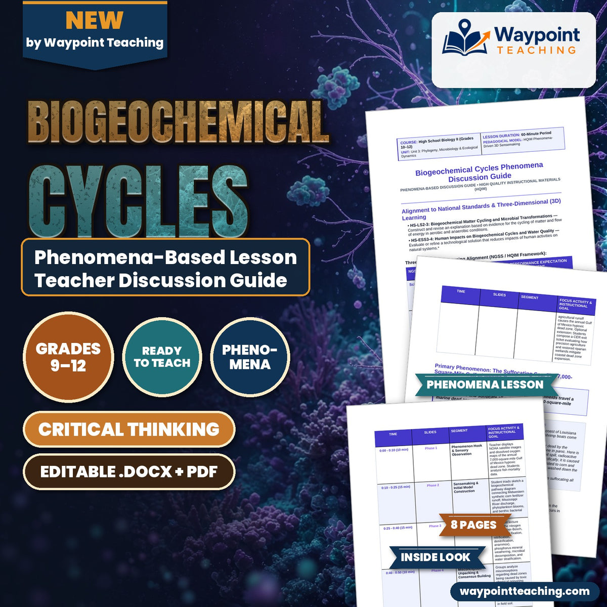 Biogeochemical Cycles Phenomena-Based Lesson: The Suffocating Sea: The 7,000-Square-Mile Gulf of Mexico Dead Zone Teacher Discussion Guide cover