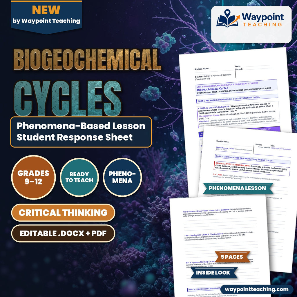 Biogeochemical Cycles Phenomena-Based Lesson: The Suffocating Sea: The 7,000-Square-Mile Gulf of Mexico Dead Zone Student Response Sheet cover