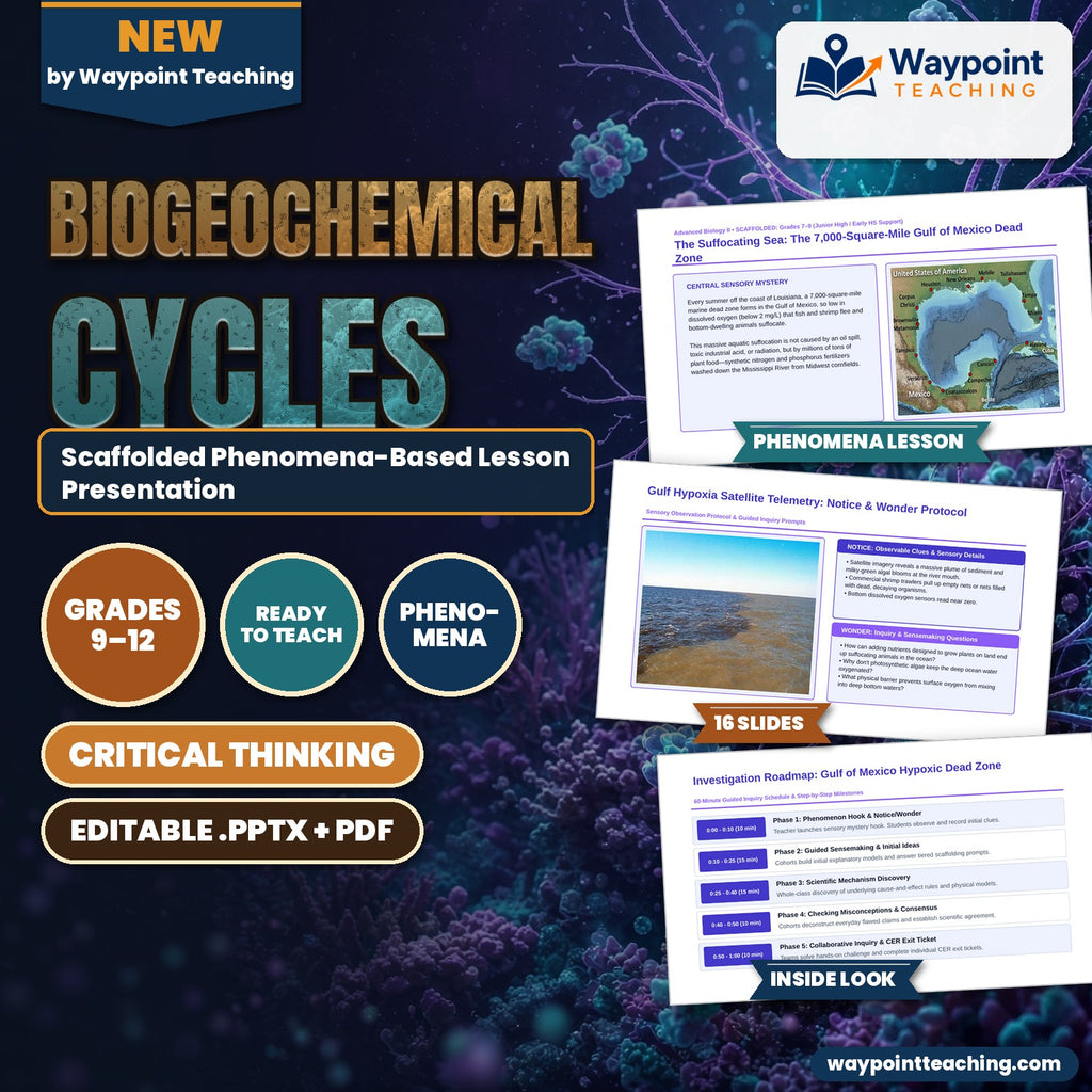 Biogeochemical Cycles Scaffolded Phenomena-Based Lesson: The Suffocating Sea: The 7,000-Square-Mile Gulf of Mexico Dead Zone Presentation cover