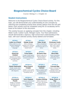 Biogeochemical Cycles Vocabulary Choice Board sample page