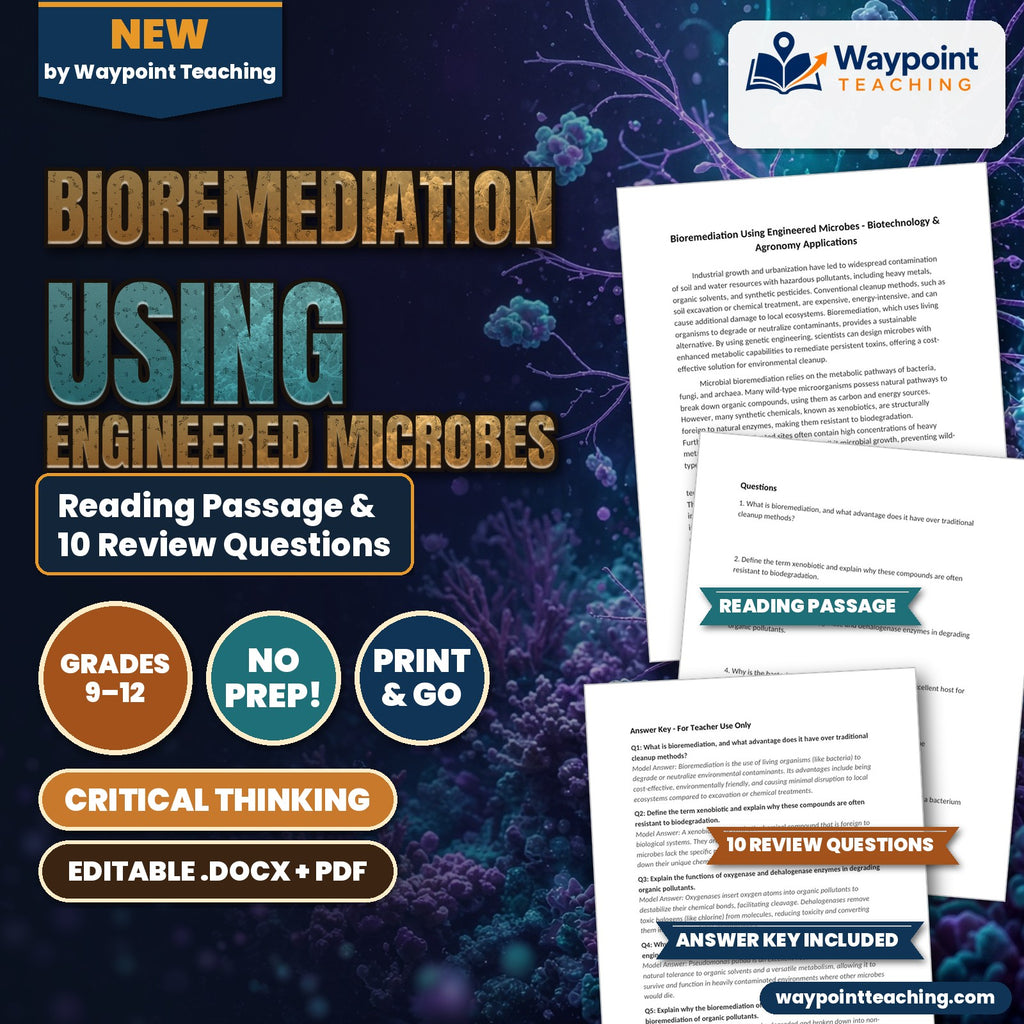 Bioremediation Using Engineered Microbes Reading Worksheet cover