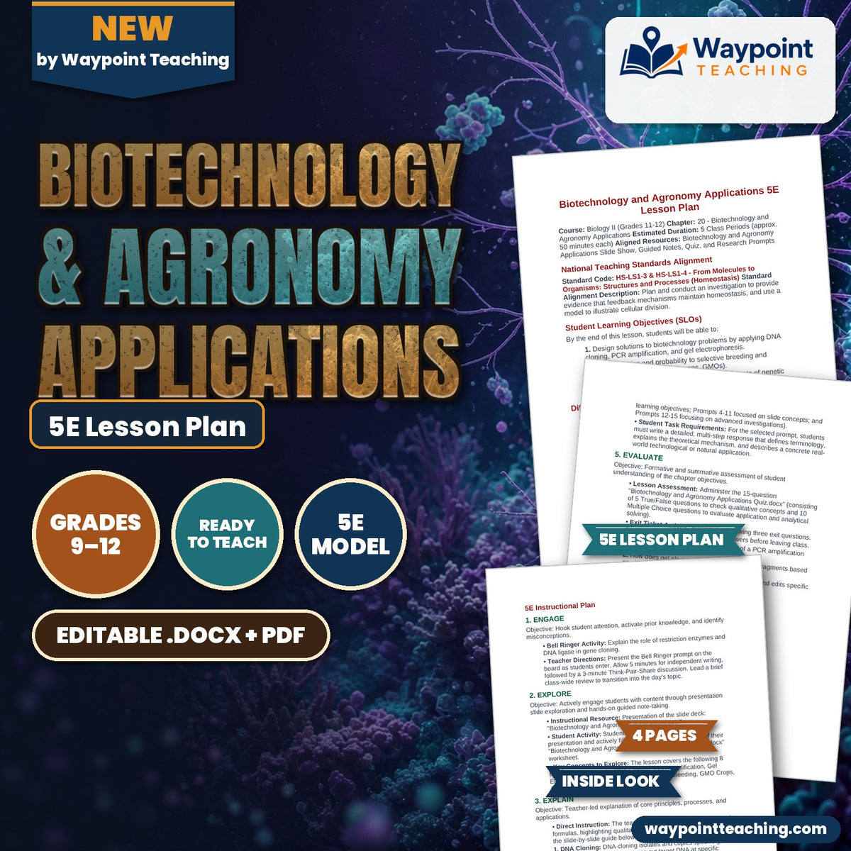 Biotechnology & Agronomy Applications 5E Lesson Plan cover