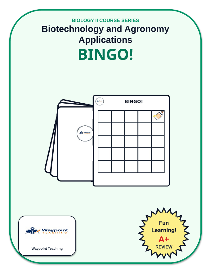 Biotechnology & Agronomy Applications BINGO Review Game sample page