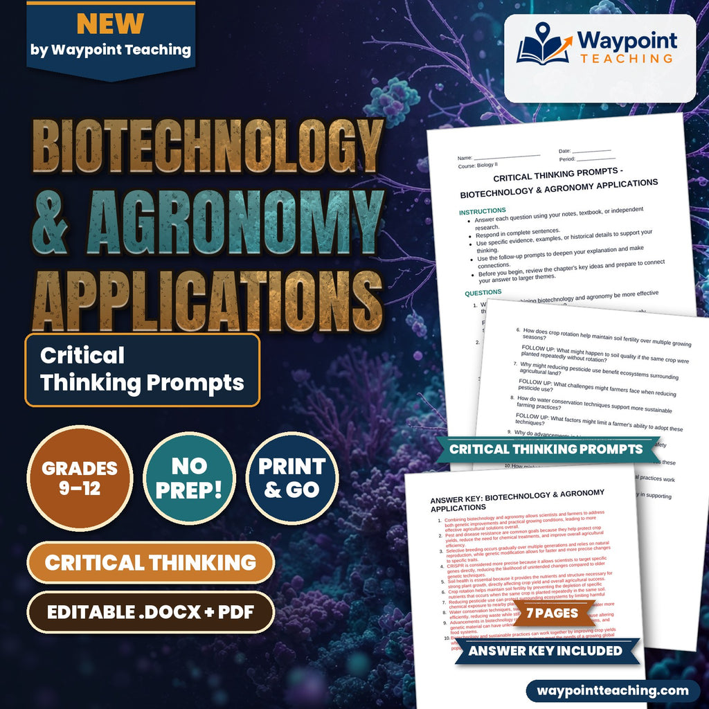 Biotechnology & Agronomy Applications Critical Thinking Prompts cover