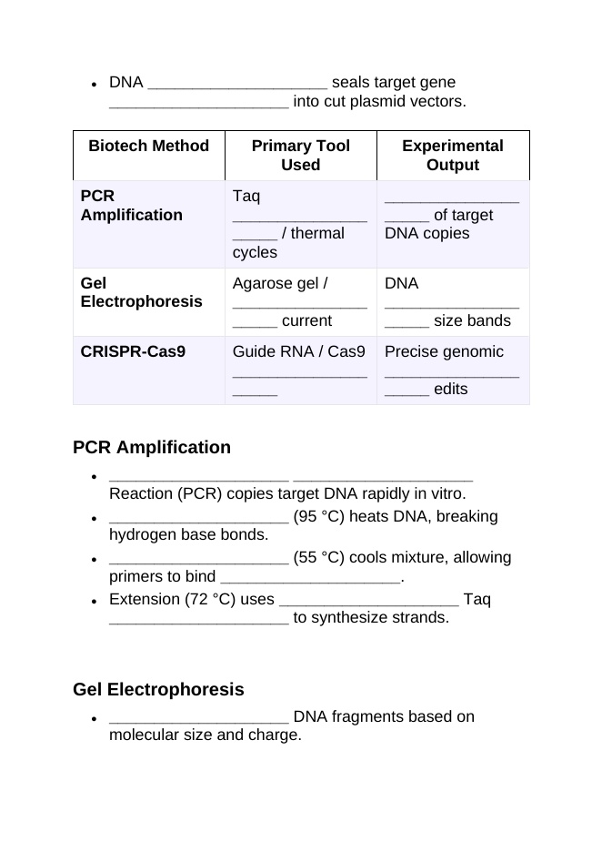 Biotechnology & Agronomy Applications Guided Notes sample page