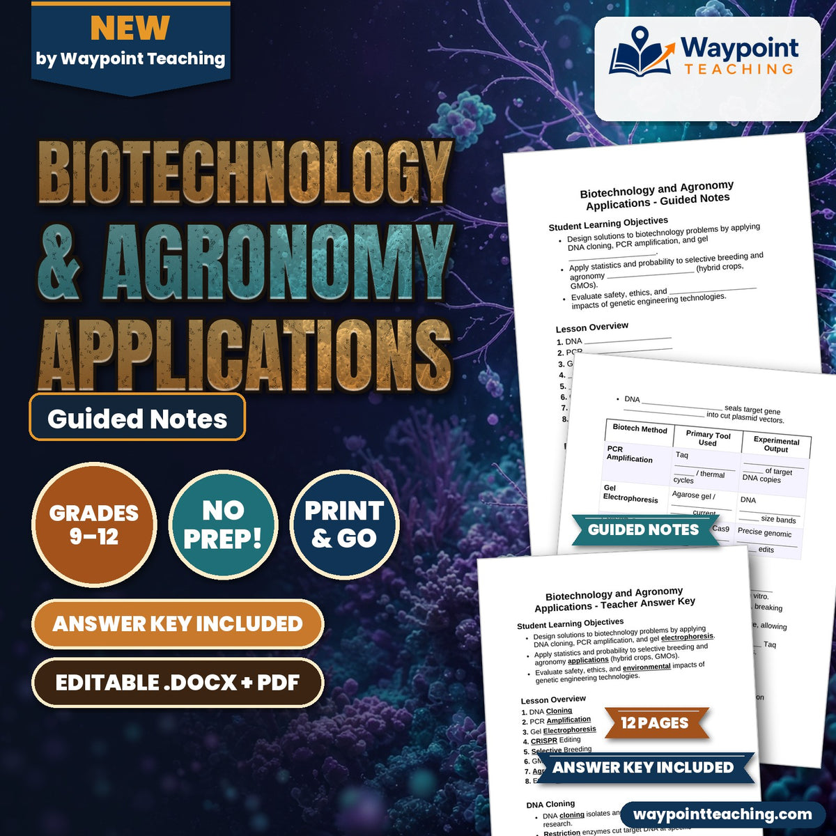 Biotechnology & Agronomy Applications Guided Notes cover
