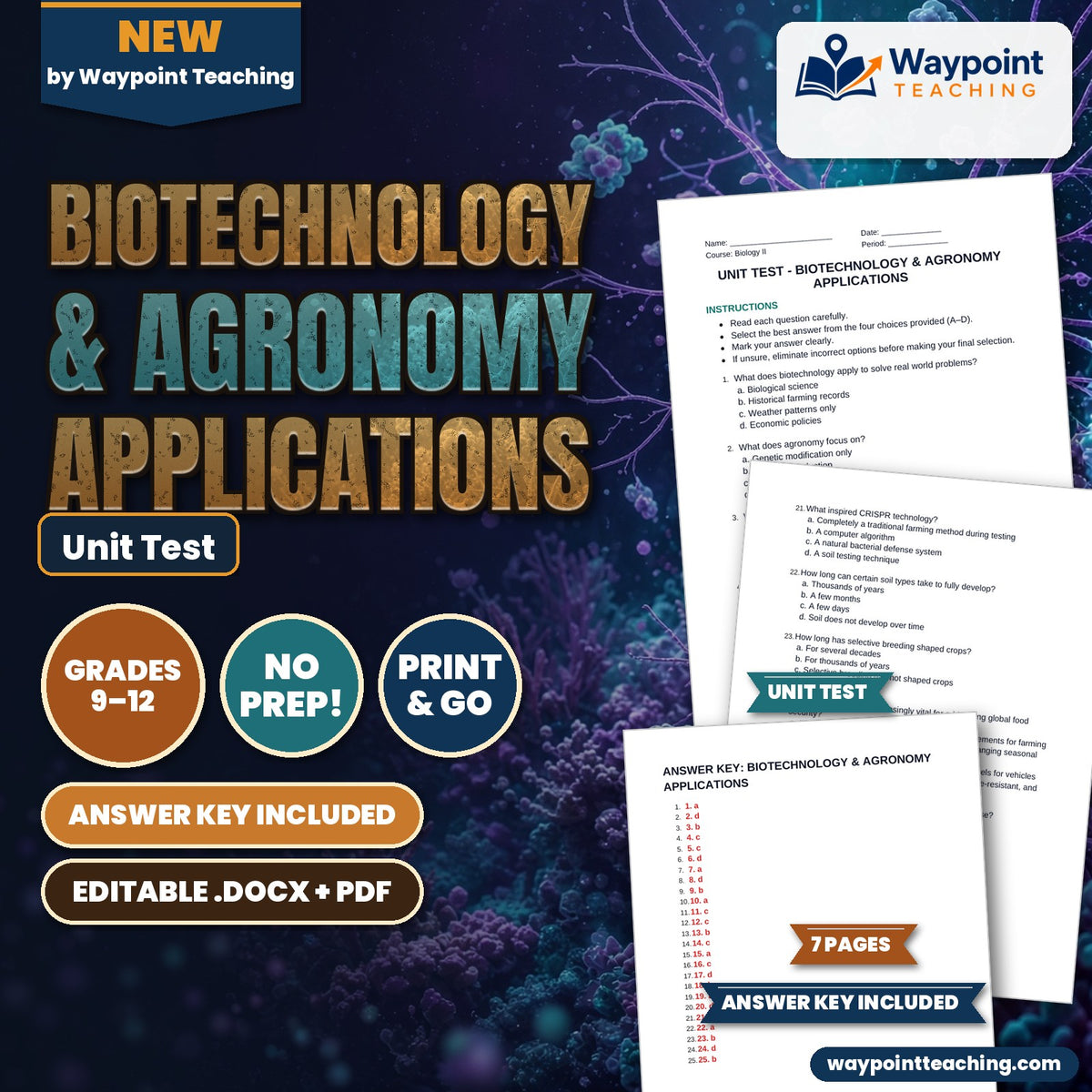 Biotechnology & Agronomy Applications Unit Test cover