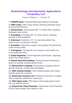 Biotechnology & Agronomy Applications Vocabulary Words & Definitions sample page