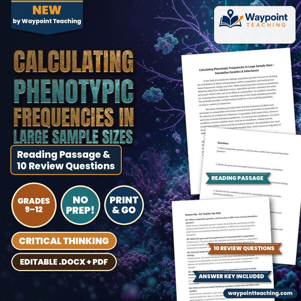 Calculating Phenotypic Frequencies in Large Sample Sizes Reading Worksheet cover