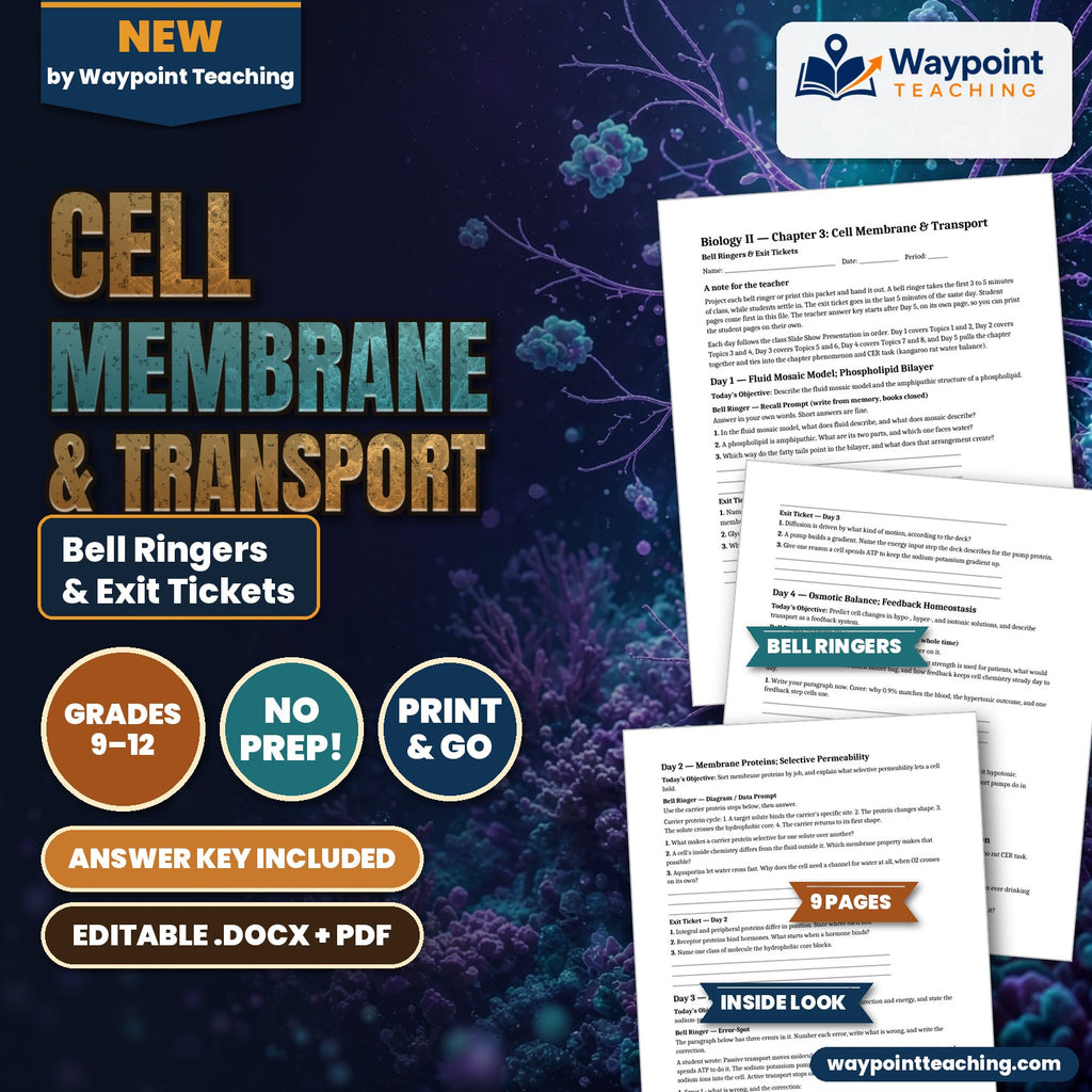 Cell Membrane & Transport Bell Ringers & Exit Tickets cover